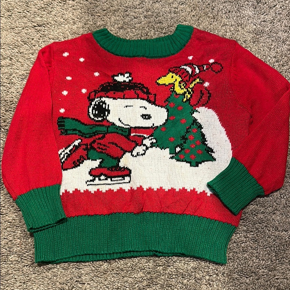 Peanuts Snoopy and Woodstock Christmas sweater.